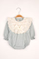 Mint Scallop Collar Linen Baby Girl Romper - Tallis