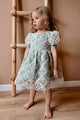 Green Short Sleeve Daisy Tulle Girl's Dress - Hillary