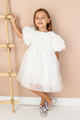 White Rose Detailed Tulle Skirted Girl's Dress - Nelia