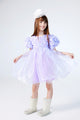 Lilac Rose Detailed Tulle Skirted Girl's Dress - Nelia