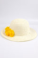 Sarı  Çiçek Detaylı Kız Çocuk Hasır Şapka