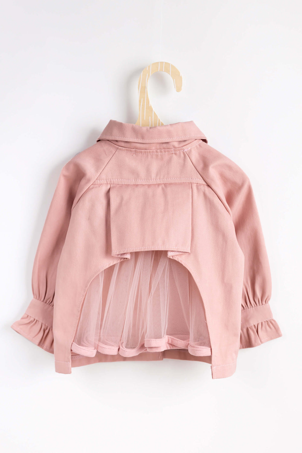 Pembe  Arkası Tül Detaylı Kız Çocuk Trençkot - Maggie