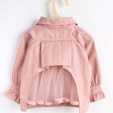 Pembe  Arkası Tül Detaylı Kız Çocuk Trençkot - Maggie