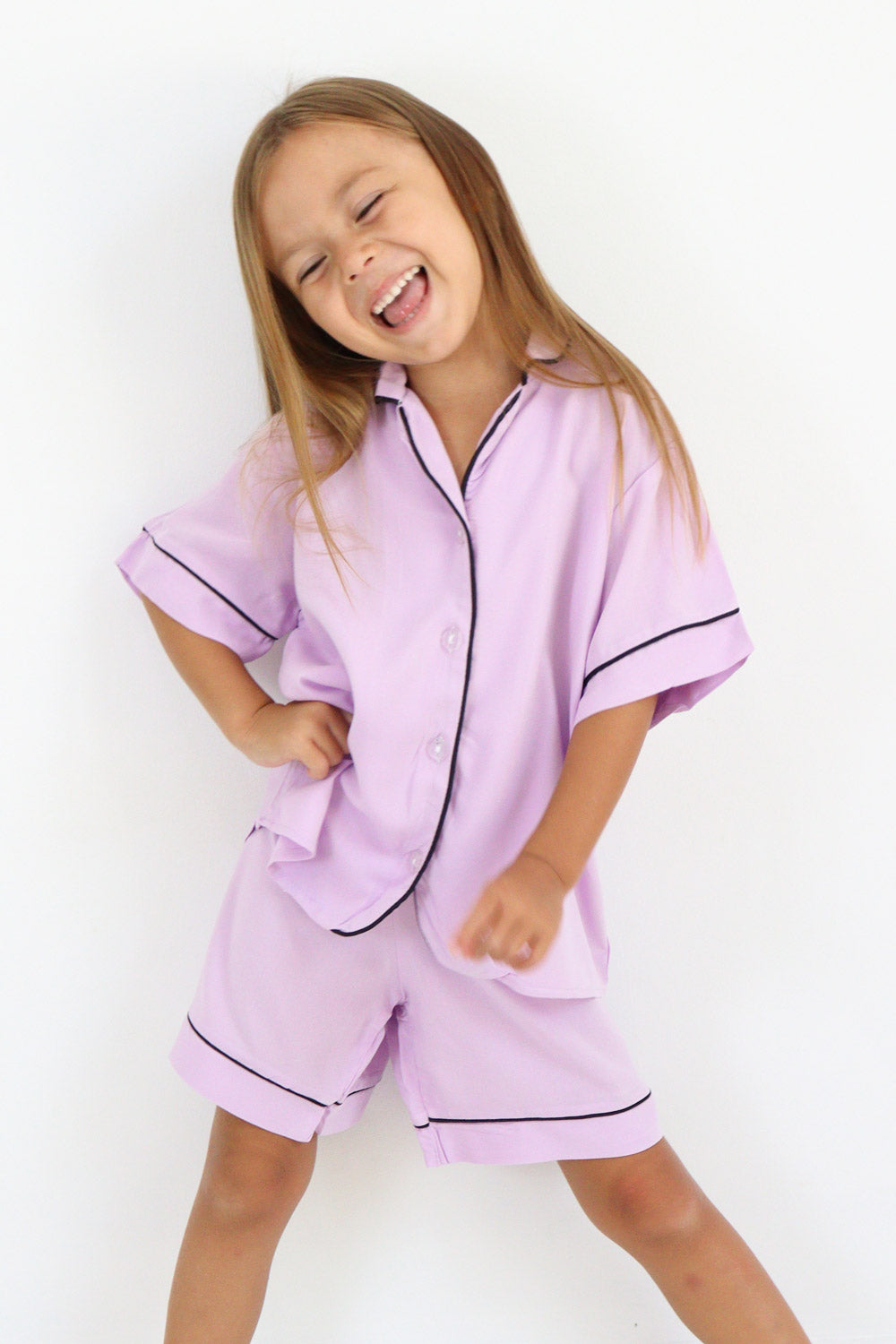 Lila  Biyeli Kız Çocuk Pijama Takımı