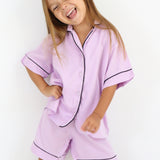 Lila  Biyeli Kız Çocuk Pijama Takımı