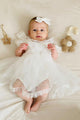 White Tulle Skirted Lace Detailed Baby Girl Romper - Carole
