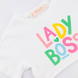 Beyaz  Lady Boss Baskılı Kız Çocuk Crop Tişört - Becky