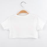 Beyaz  Lady Boss Baskılı Kız Çocuk Crop Tişört - Becky