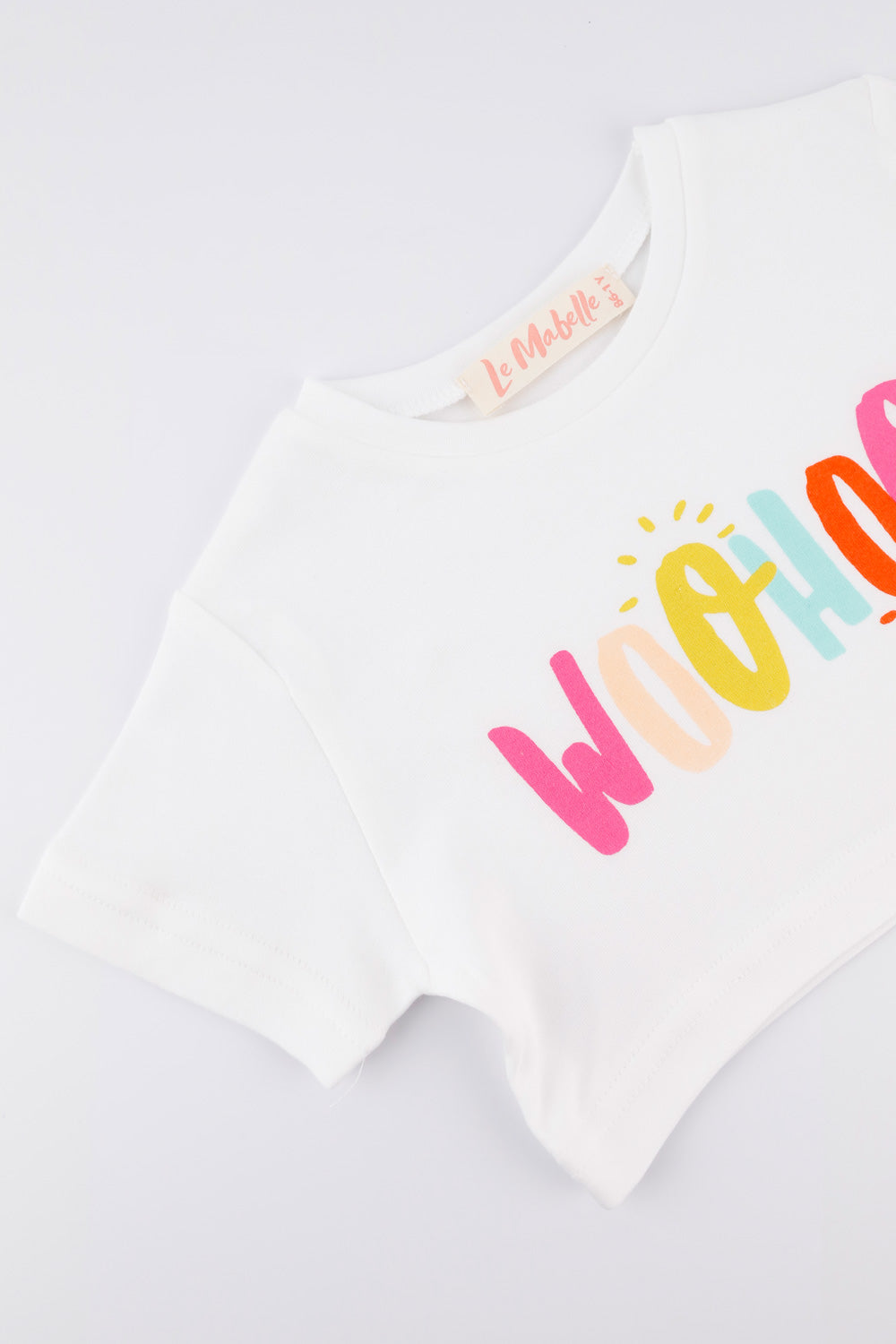 Beyaz  Woohoo Baskılı Kız Çocuk Crop Tişört - Becky