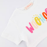Beyaz  Woohoo Baskılı Kız Çocuk Crop Tişört - Becky