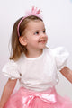 White Short Sleeve Cutwork Girls' Blouse