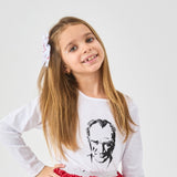 Beyaz Atatürk Baskılı Kız Çocuk Tişört