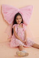 Pink Shoulder-Tie Butterfly Appliqued Girl's Dress - Nikki