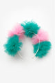 Green Pink 5-Piece Tulle Pompom Girls' Crown