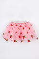 Pink Cherry Embroidered Girl's Tulle Skirt - Pauline