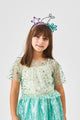 Mint Star Printed Girls Tulle Crop Top