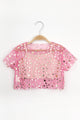 Pink Star Printed Girls Tulle Crop Top