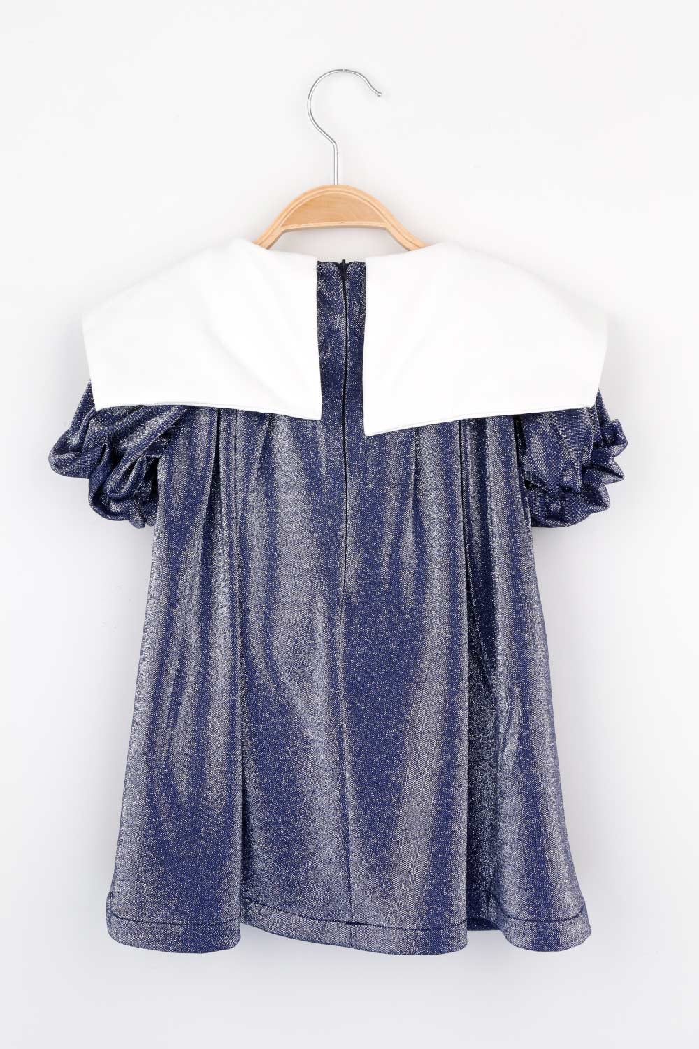 Lacivert Simli Yaka Detaylı Kız Çocuk Elbise - Bethany