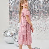 Pembe Pul Payetli Kız Çocuk Elbise-Siri