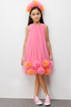 Fuşya  Eteği Ponpon Detaylı Kız Çocuk Elbise - Alexa