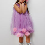 Lila  Eteği Ponpon Detaylı Kız Çocuk Elbise - Alexa