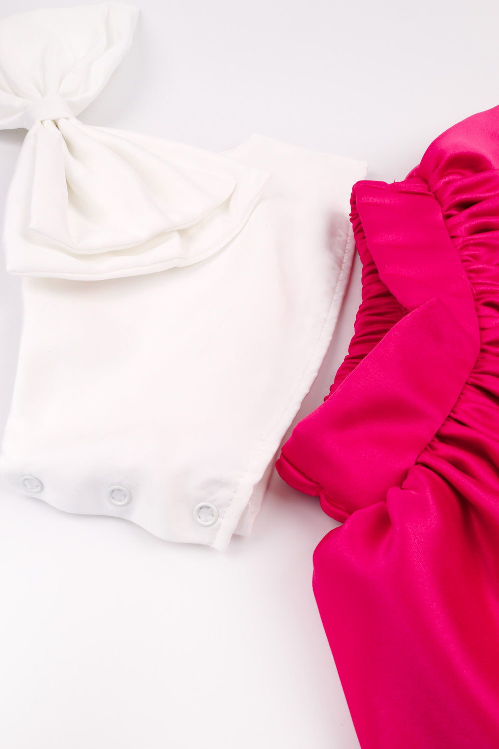 Fuşya Tek Omuzlu Fiyonk Detaylı Etek Crop Kız Çocuk İkili Takım - Luisa