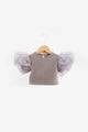 Silver Tulle Sleeves Glittery Girls Crop Top