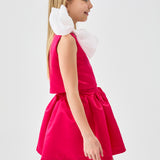 Fuşya Organze Fiyonklu Kız Çocuk İkili Takım - Gale