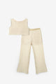 Krem Örme Kız Çocuk Crop Pantalon İkili Takım - Edna
