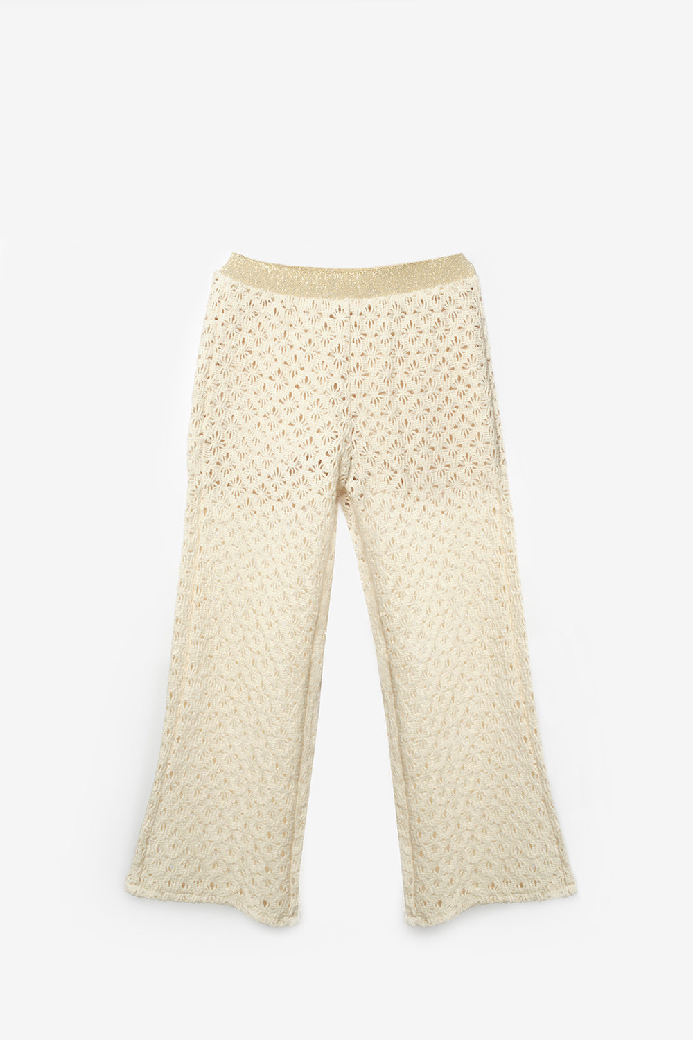 Krem  Örme Kız Çocuk Crop Pantalon İkili Takım - Edna