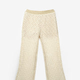 Krem  Örme Kız Çocuk Crop Pantalon İkili Takım - Edna