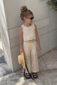 Cream Lace Girls' Crop Pants Two-Piece Set - Hope