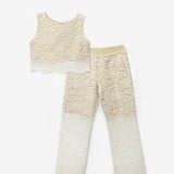 Krem Dantel Kız Çocuk Crop Pantalon İkili Takım - Hope