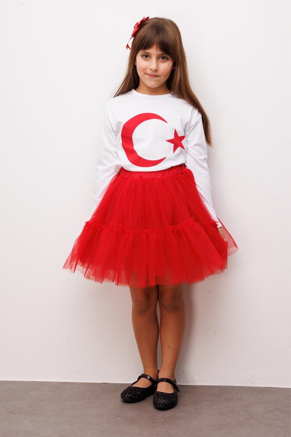 Kırmızı  Kız Çocuk Tül Etek - Miley