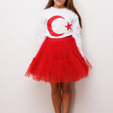 Kırmızı  Kız Çocuk Tül Etek - Miley