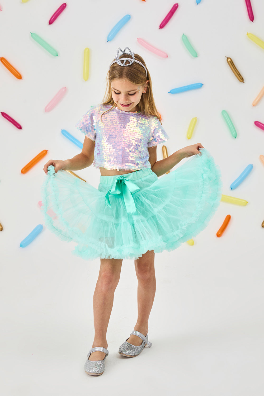 Lila  Pullu Kız Çocuk Crop