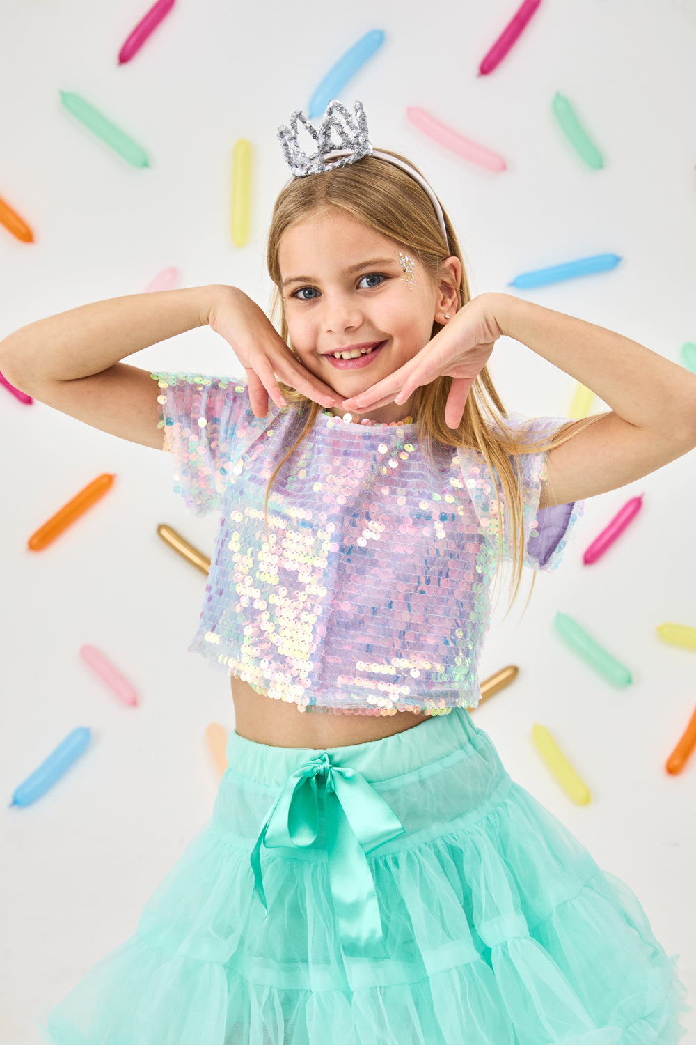 Lila  Pullu Kız Çocuk Crop