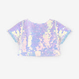 Lila  Pullu Kız Çocuk Crop