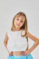 Ecru Bow Detailed Girls Crop Top