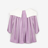 Lila  Uzun Kollu Yaka Detaylı Simli Kız Çocuk Elbise - Maya