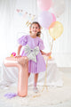Lilac Giant Bow Detailed Girl's Dress - Celine