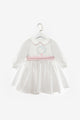 Beyaz  Uzun Kollu Çiçek Nakışlı Kız Çocuk Elbise - Rina