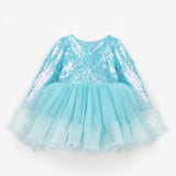 Mavi  Pullu Grenli Fiyonk Detaylı Kız Çocuk Elbise - Irene