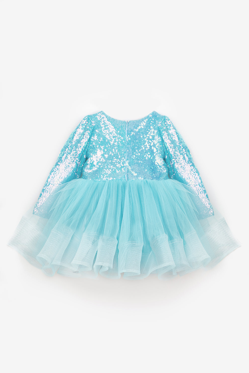 Mavi  Pullu Grenli Fiyonk Detaylı Kız Çocuk Elbise - Irene