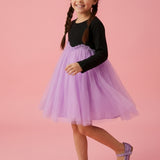 Lila  Asimetrik Tül Etekli Kız Çocuk Elbise - Rebeca