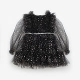 Black Ruffle Detailed Star Girls' Dress - Stella
