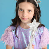 Lila  Kolları Püsküllü Pullu Kız Çocuk Elbise - Delit