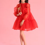 Red Polka Dot Rose Accessory Girl's Dress - Belinda