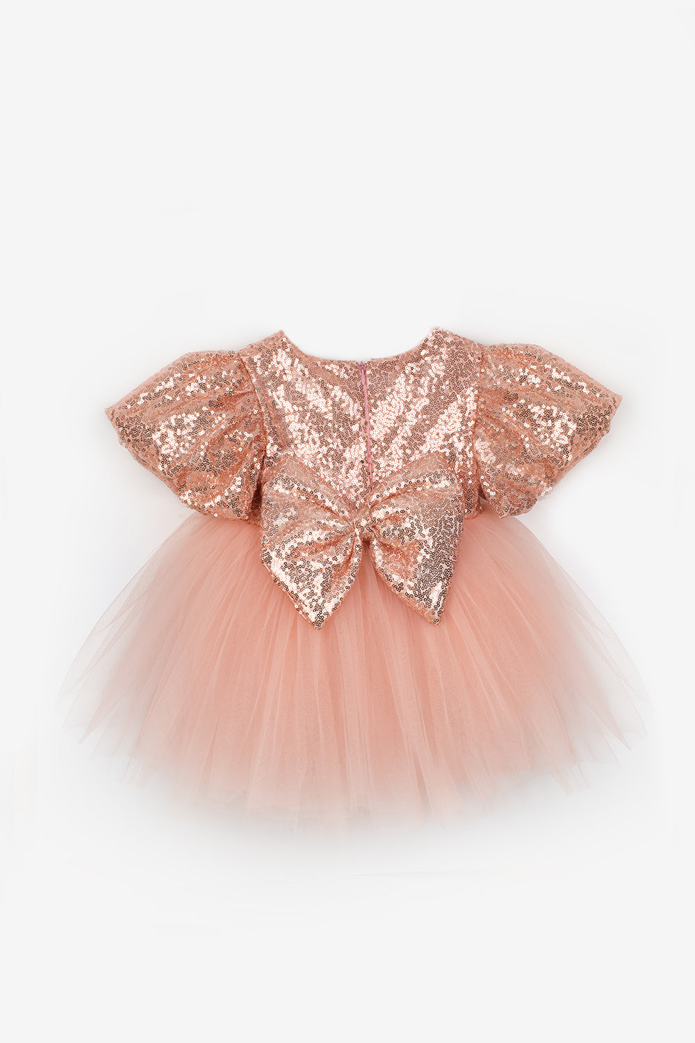 Rose Bow Detailed Sequined Baby Girls' Dress - Amber Le Mabelle Rose Bow Detailed Sequined Baby Girls' Dress - Amber Le Mabelle