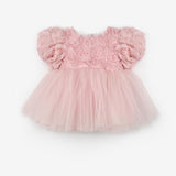 Gülkurusu  Gül Detaylı Kız Bebek Elbise - Elina